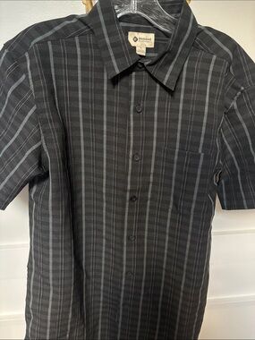 Haggar Men’s Black Striped Short-Sleeve Button-Up Shirt NWOT